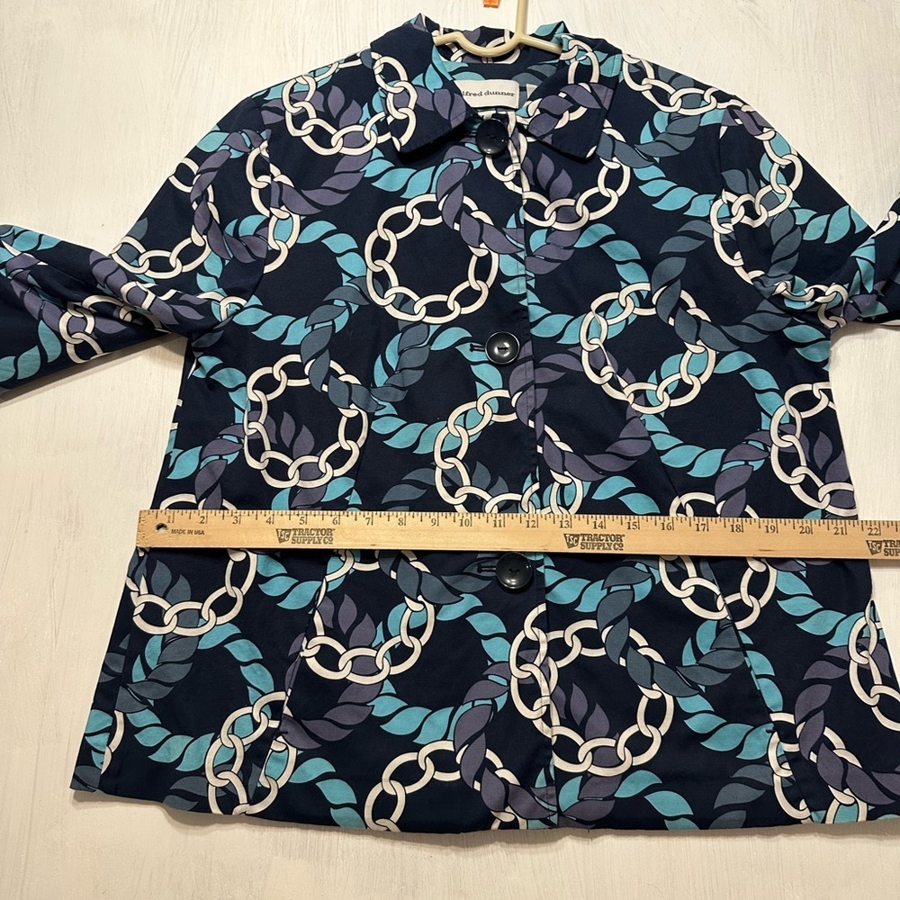 Alfred Dunner Jacket Women’s Size 10 Navy Blue Chain Print Cotton Blend Retro - Picture 4 of 8